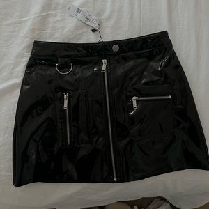 Patent leather mini skirt